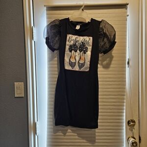 Black Puff Sleeve Mini Dress